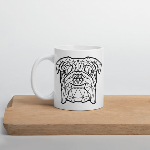Bulldog Mug White with Black Polygon