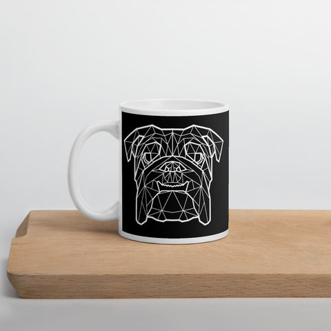 Bulldog Mug Black with White Polygon