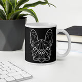 French Bulldog Mug Black with White Polygon