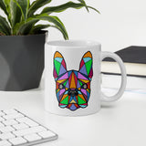 Bulldog Mug White with Colour Polygon