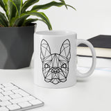 French Bulldog Mug White with Black Polygon