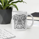 Bulldog Mug White with Black Polygon