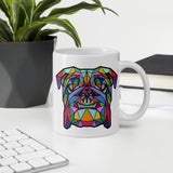 Bulldog Mug White with Colour Polygon